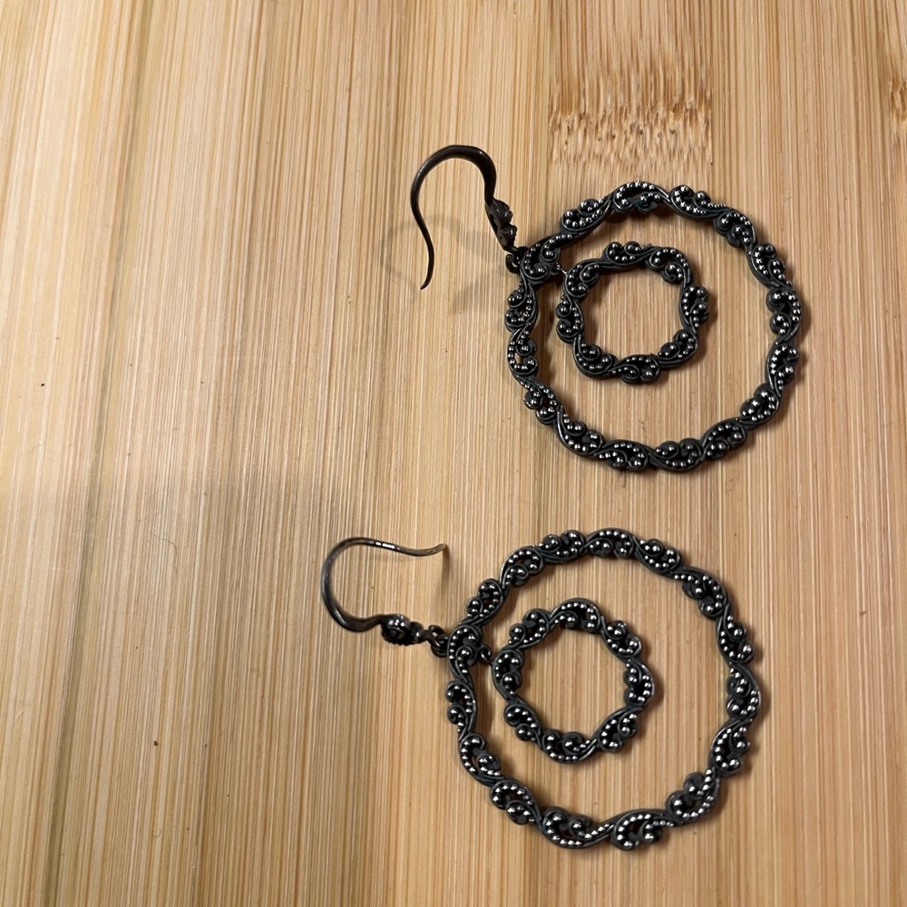 LOIS HILL 925 Sterling Silver Filigree Double Circle Earrings